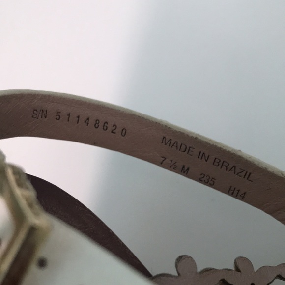 Tory Burch Cork platform wedge sandals ivory daisy cutout leather size 7.5 - Picture 4 of 8